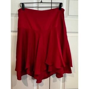 Lauren Ralph Lauren Red Silk Asymmetrical Skirt - Size 8
